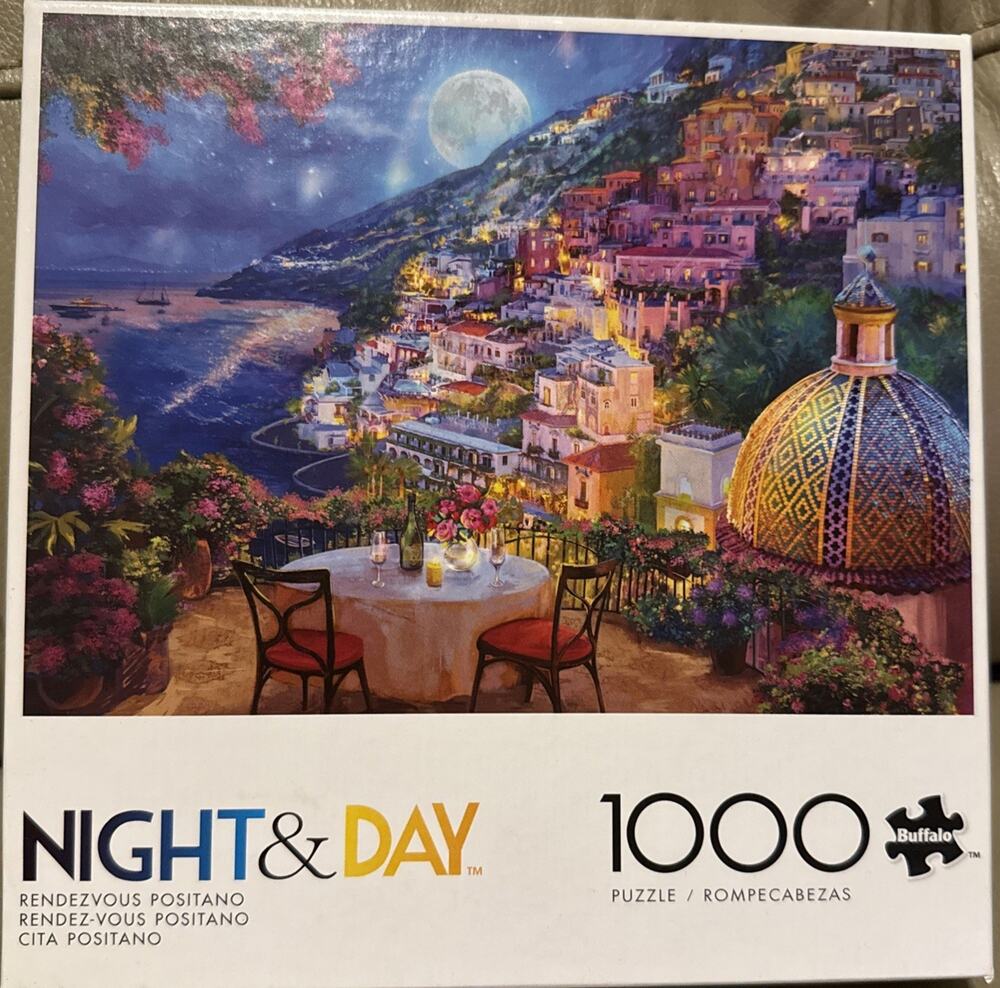 Buffalo Games 1000 Piece Puzzle Rendezvous Positano Night & Day - COMPLETE
